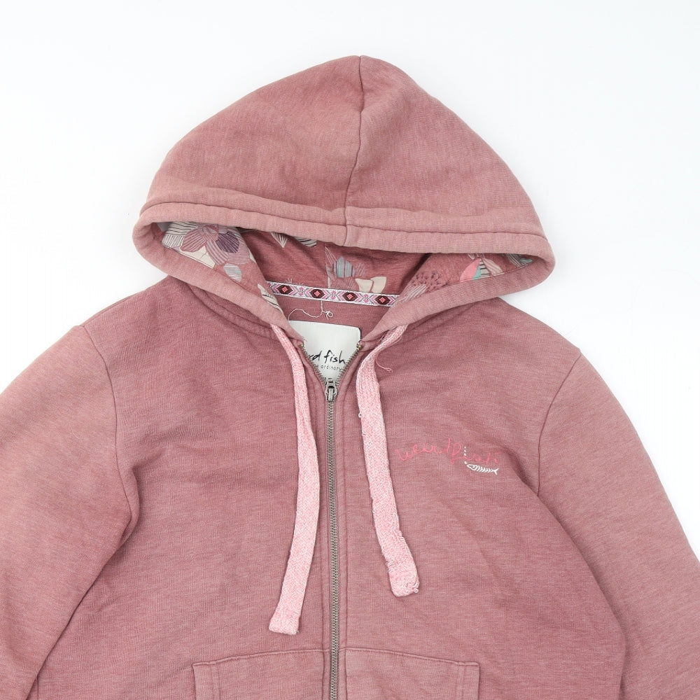 Weird Fish Womens Pink Cotton Full Zip Hoodie Size 14