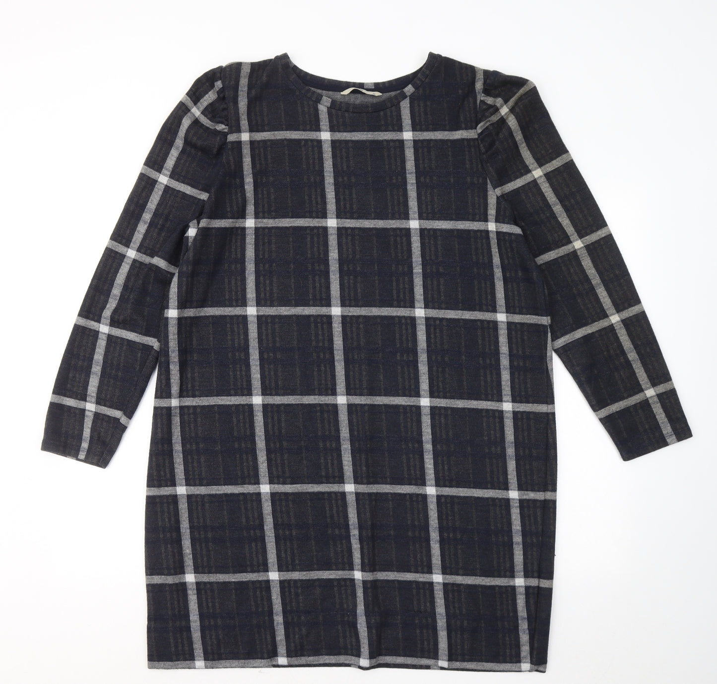 TU Womens Multicoloured Plaid Acrylic Jumper Dress Size 18 Round Neck