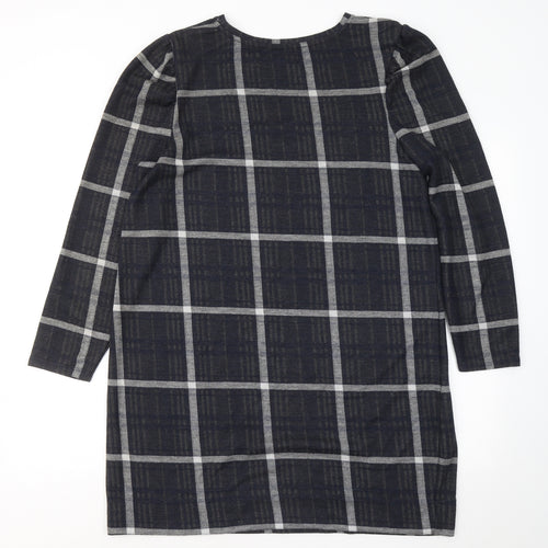 TU Womens Multicoloured Plaid Acrylic Jumper Dress Size 18 Round Neck