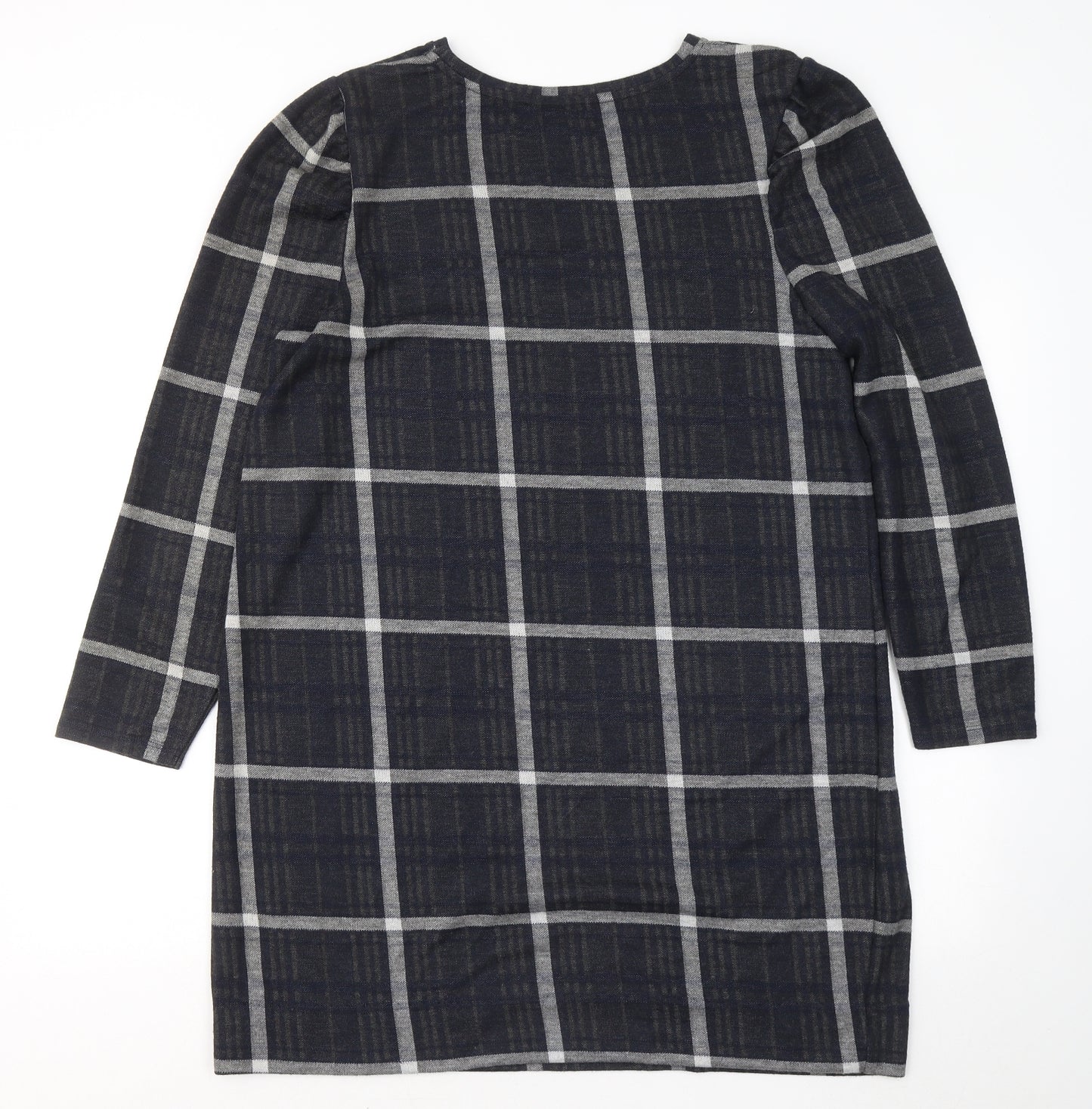 TU Womens Multicoloured Plaid Acrylic Jumper Dress Size 18 Round Neck