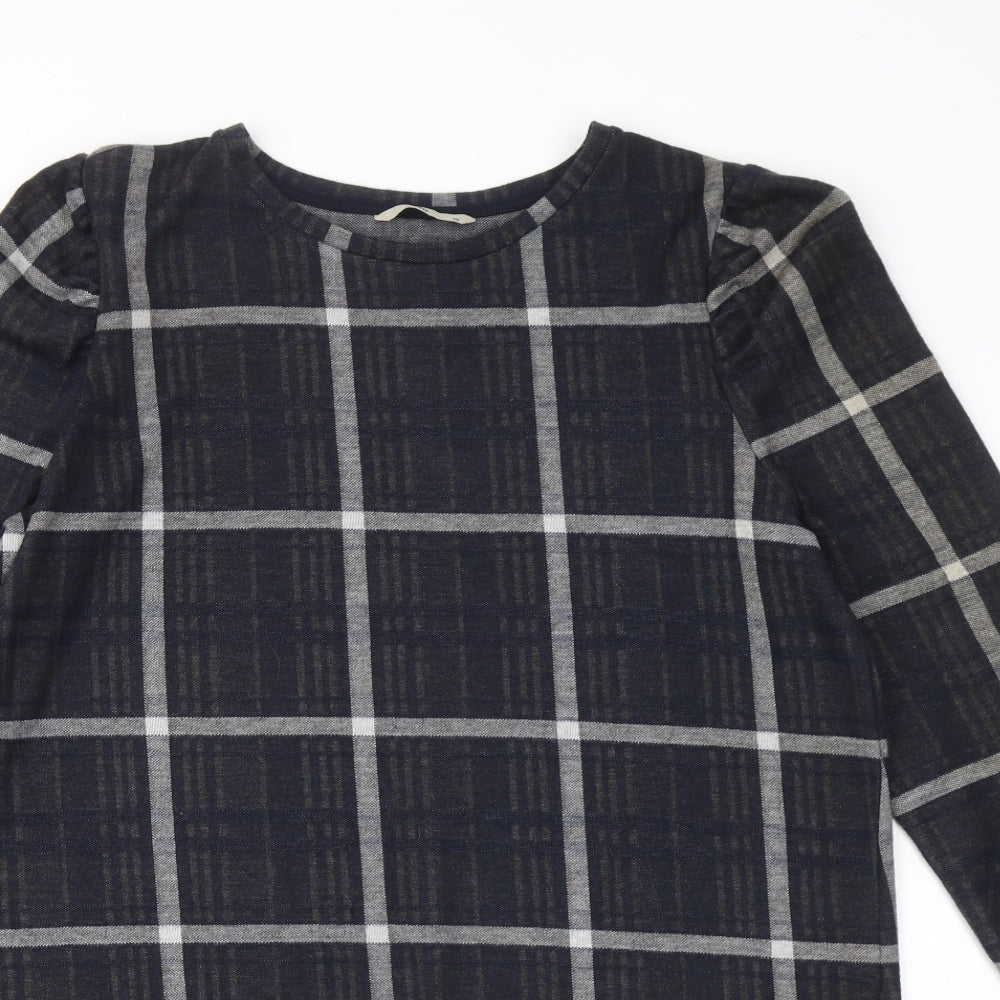 TU Womens Multicoloured Plaid Acrylic Jumper Dress Size 18 Round Neck