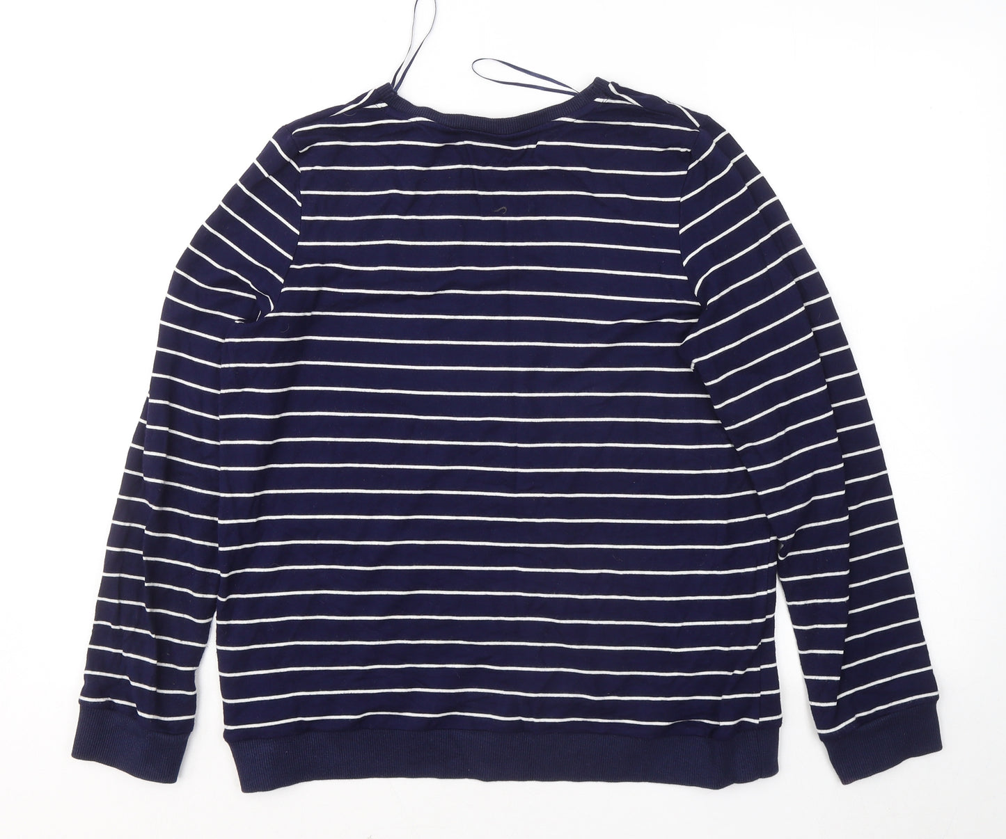 TU Womens Blue Round Neck Striped Viscose Pullover Jumper Size 14 - Stars