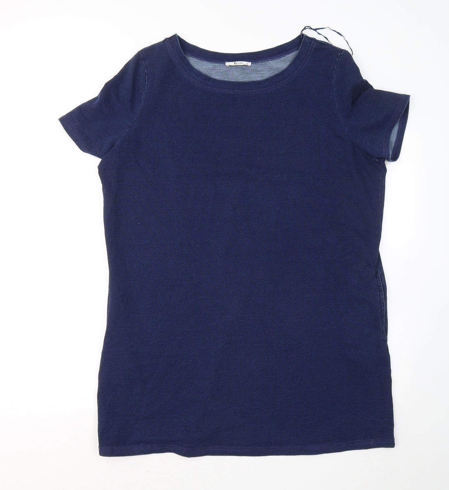 TU Womens Blue Cotton T-Shirt Dress Size 18 Round Neck