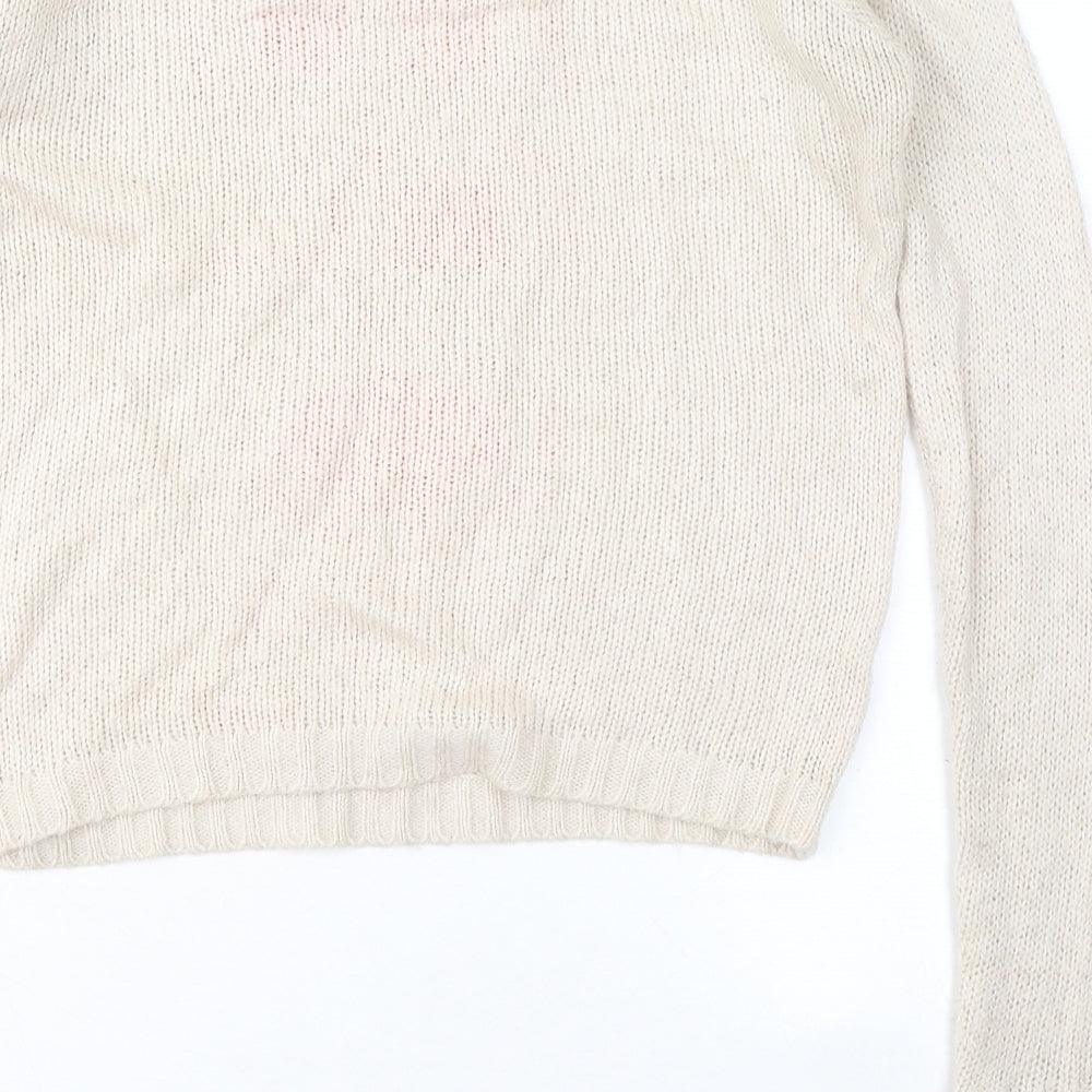 Lipsy Womens Beige Round Neck Acrylic Pullover Jumper Size 8 - Hope