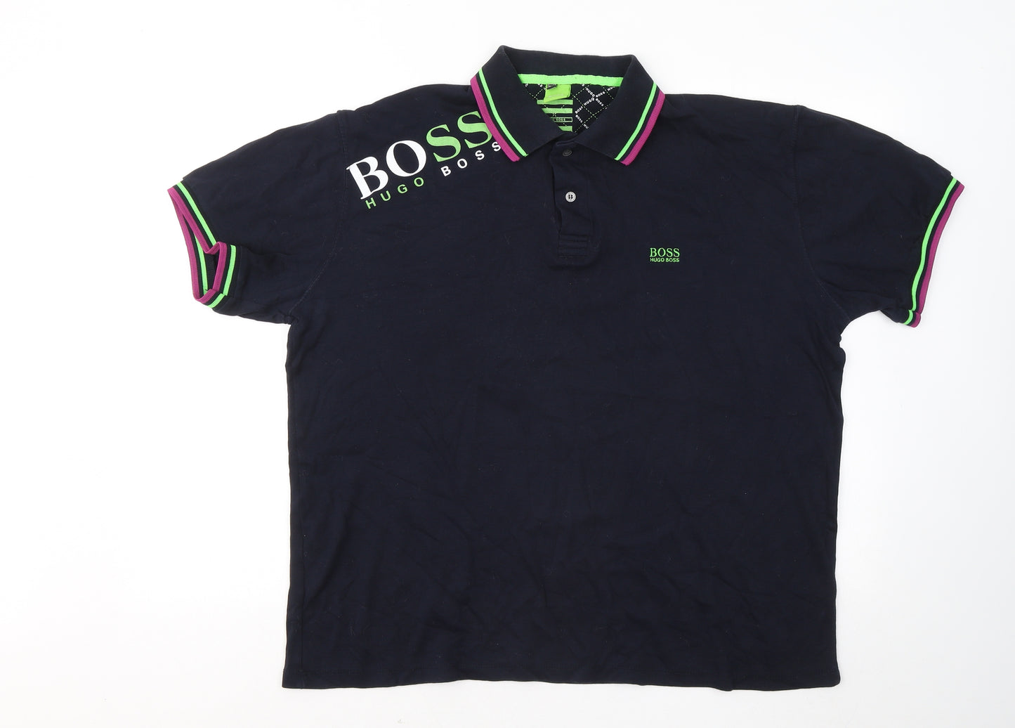 HUGO BOSS Mens Blue Cotton Polo Size 3XL Collared