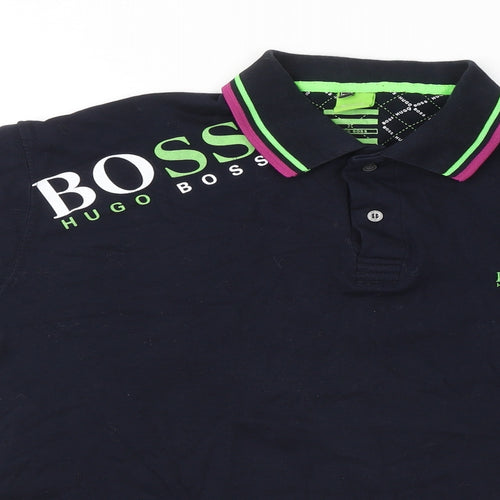 HUGO BOSS Mens Blue Cotton Polo Size 3XL Collared