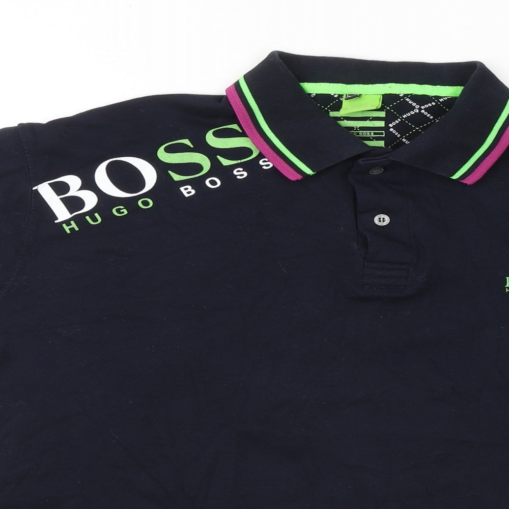 HUGO BOSS Mens Blue Cotton Polo Size 3XL Collared