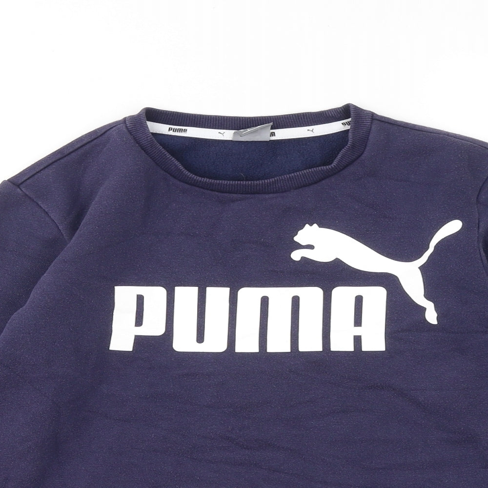 PUMA Boys Blue Cotton Pullover Sweatshirt Size 13-14 Years