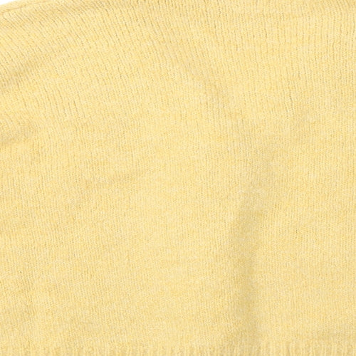 Mango Womens Yellow V-Neck Acrylic Cardigan Jumper Size M
