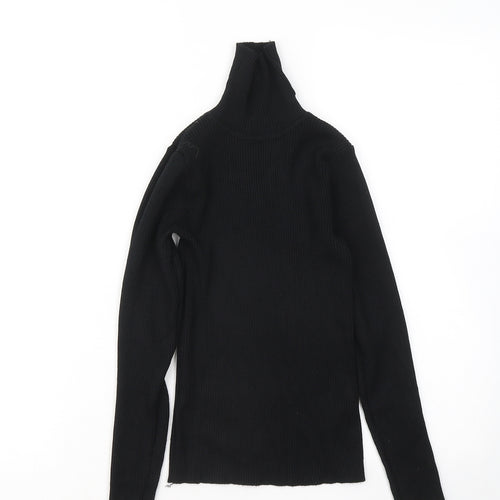 Primark Girls Black Mock Neck Viscose Pullover Jumper Size 10-11 Years