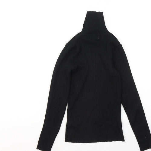 Primark Girls Black Mock Neck Viscose Pullover Jumper Size 10-11 Years