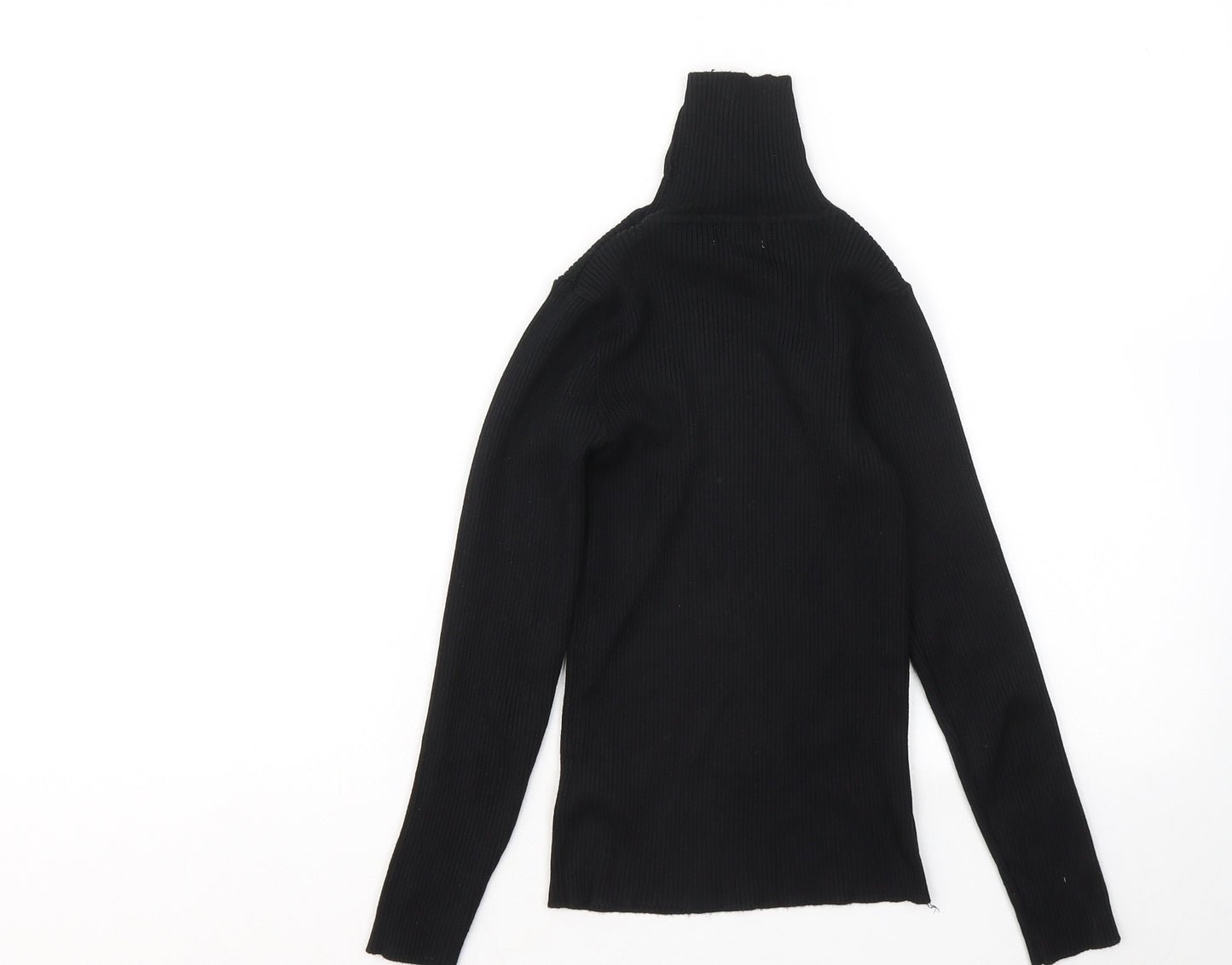 Primark Girls Black Mock Neck Viscose Pullover Jumper Size 10-11 Years