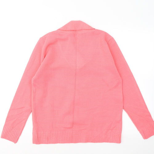 CHIC Womens Pink V-Neck Acrylic Pullover Jumper Size L