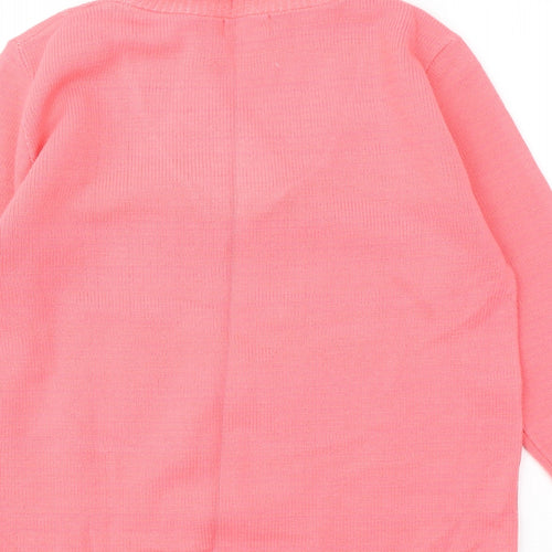 CHIC Womens Pink V-Neck Acrylic Pullover Jumper Size L