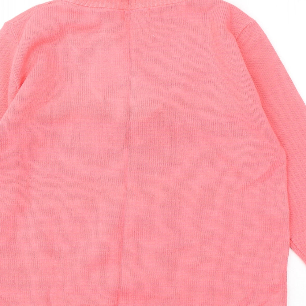 CHIC Womens Pink V-Neck Acrylic Pullover Jumper Size L