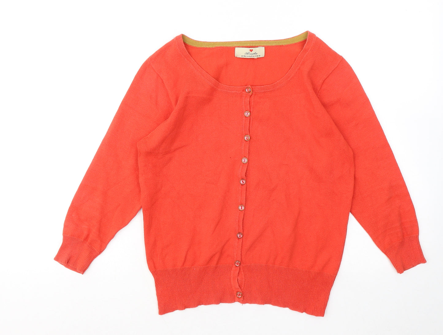 Atmosphere Womens Orange Round Neck Cotton Cardigan Jumper Size 14