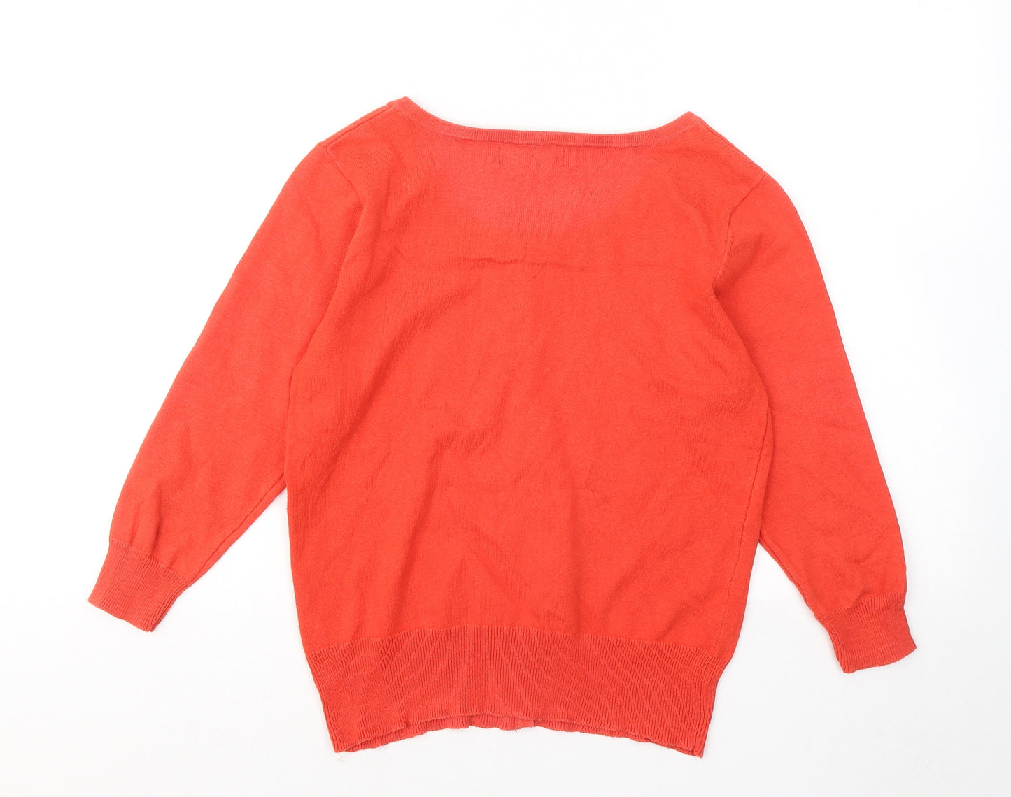 Atmosphere Womens Orange Round Neck Cotton Cardigan Jumper Size 14