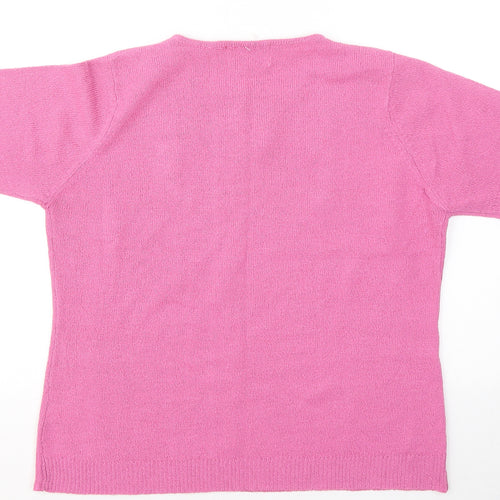 EWM Womens Pink Round Neck Acrylic Pullover Jumper Size 14