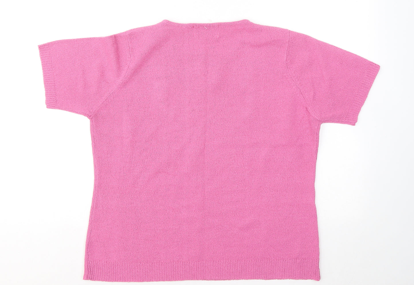 EWM Womens Pink Round Neck Acrylic Pullover Jumper Size 14