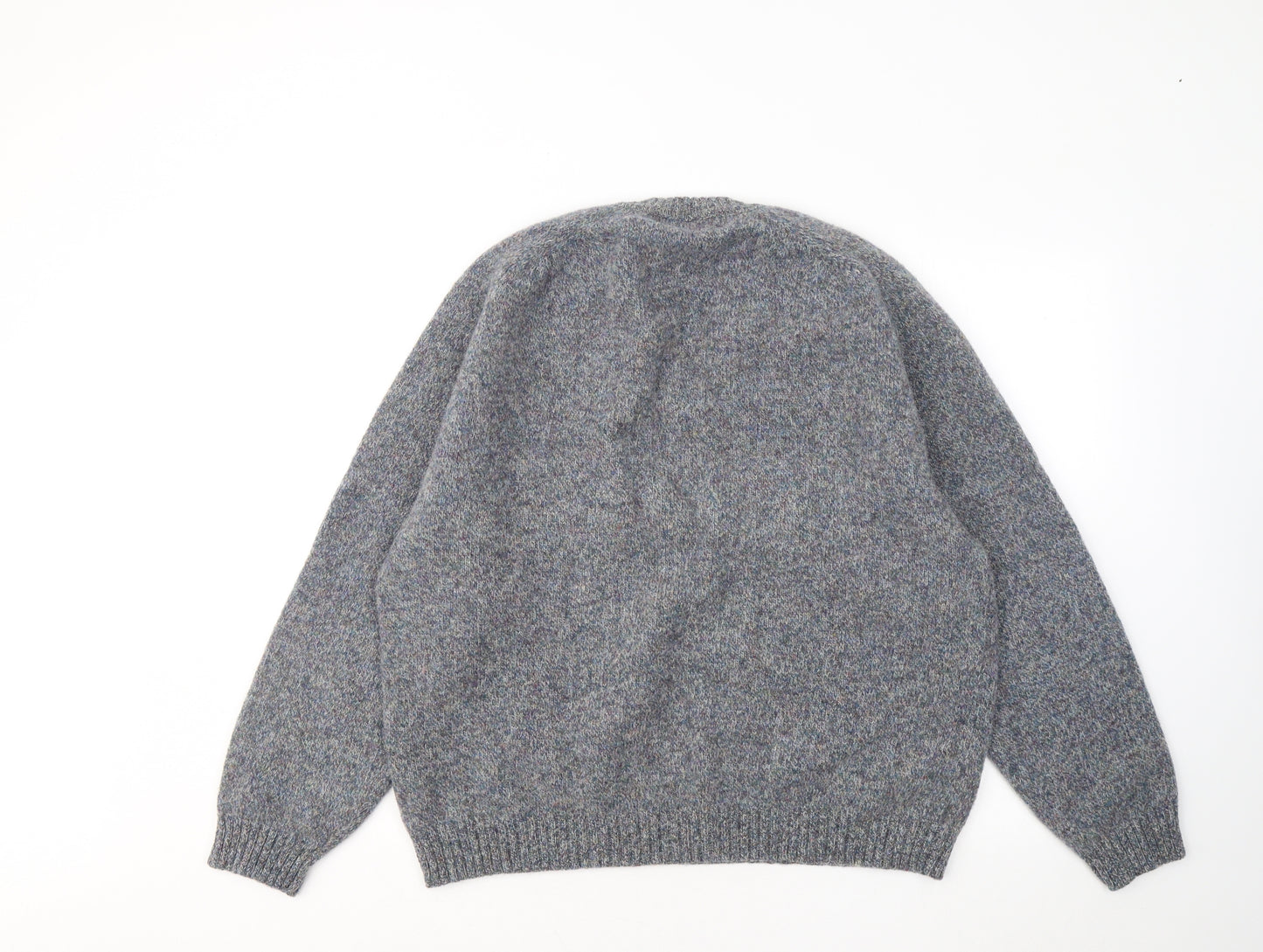 ANTARTEX Mens Blue V-Neck Wool Pullover Jumper Size L