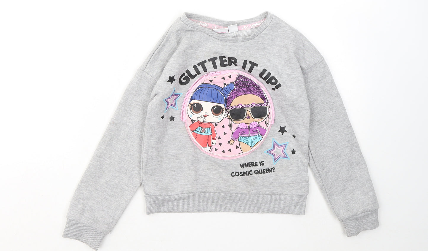 Primark Girls Grey Cotton Pullover Sweatshirt Size 6-7 Years - LOL Surprise