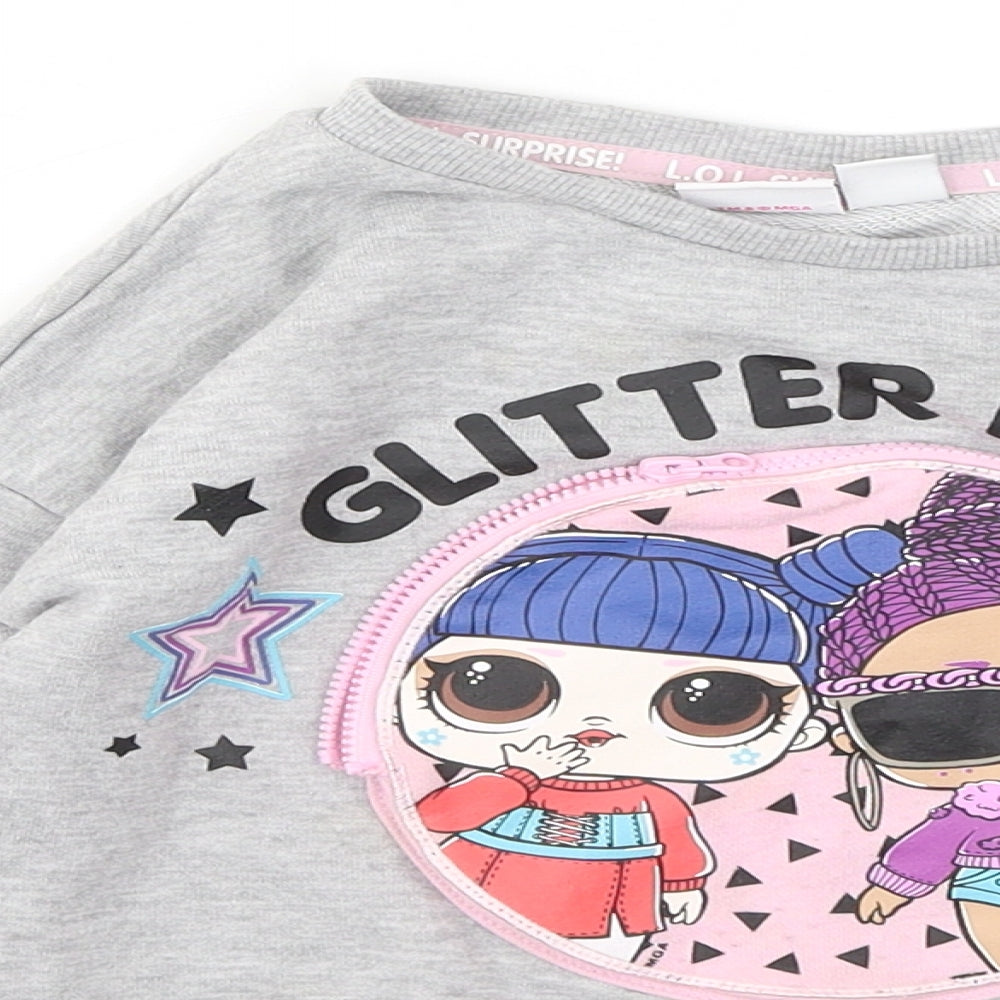 Primark Girls Grey Cotton Pullover Sweatshirt Size 6-7 Years - LOL Surprise