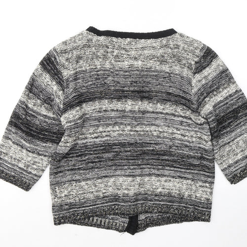 Fabrizio Womens Black Round Neck Geometric Acrylic Cardigan Jumper Size L