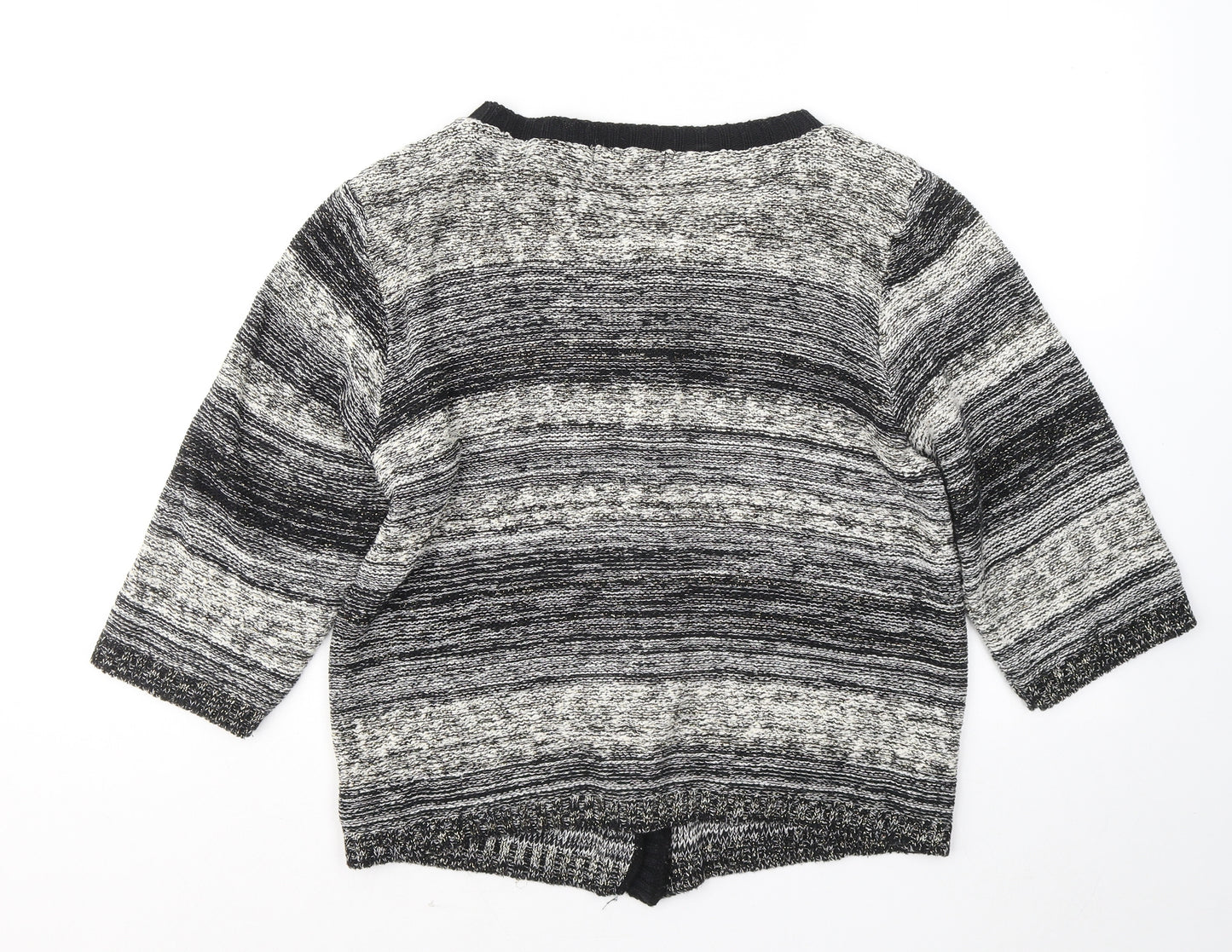 Fabrizio Womens Black Round Neck Geometric Acrylic Cardigan Jumper Size L