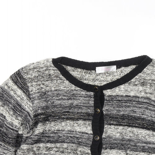 Fabrizio Womens Black Round Neck Geometric Acrylic Cardigan Jumper Size L