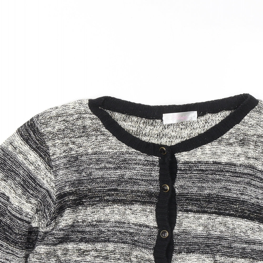 Fabrizio Womens Black Round Neck Geometric Acrylic Cardigan Jumper Size L
