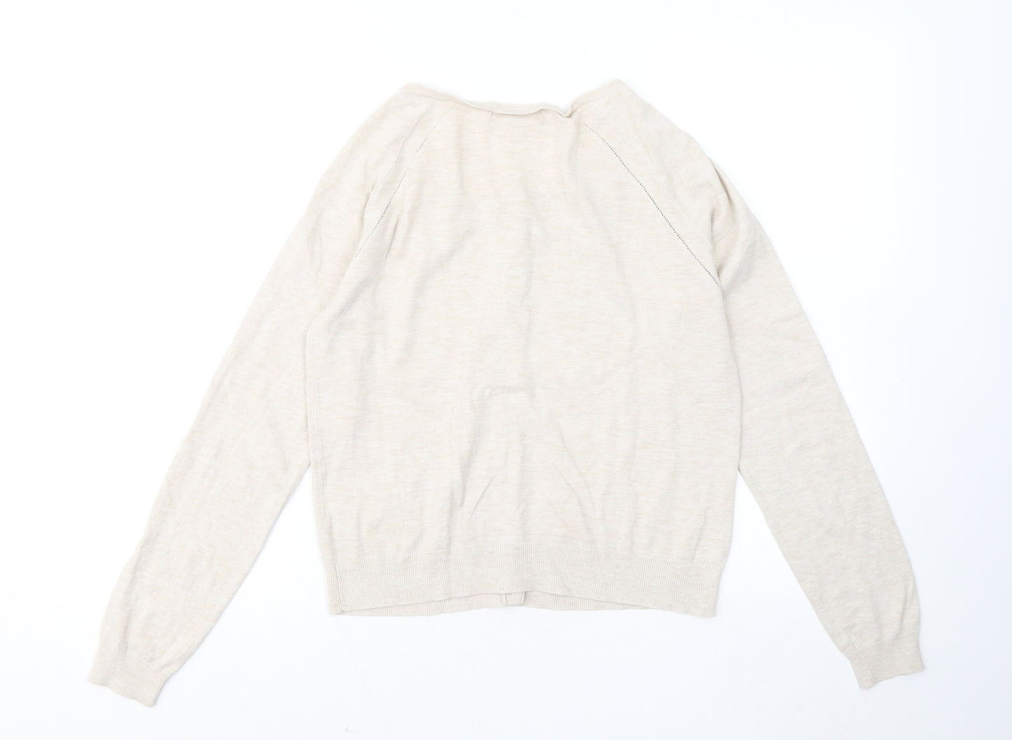 NEXT Womens Beige Round Neck Cotton Cardigan Jumper Size 12