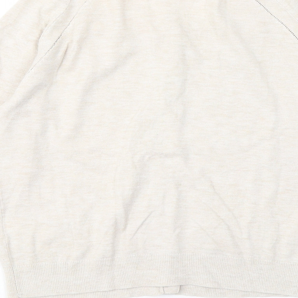 NEXT Womens Beige Round Neck Cotton Cardigan Jumper Size 12