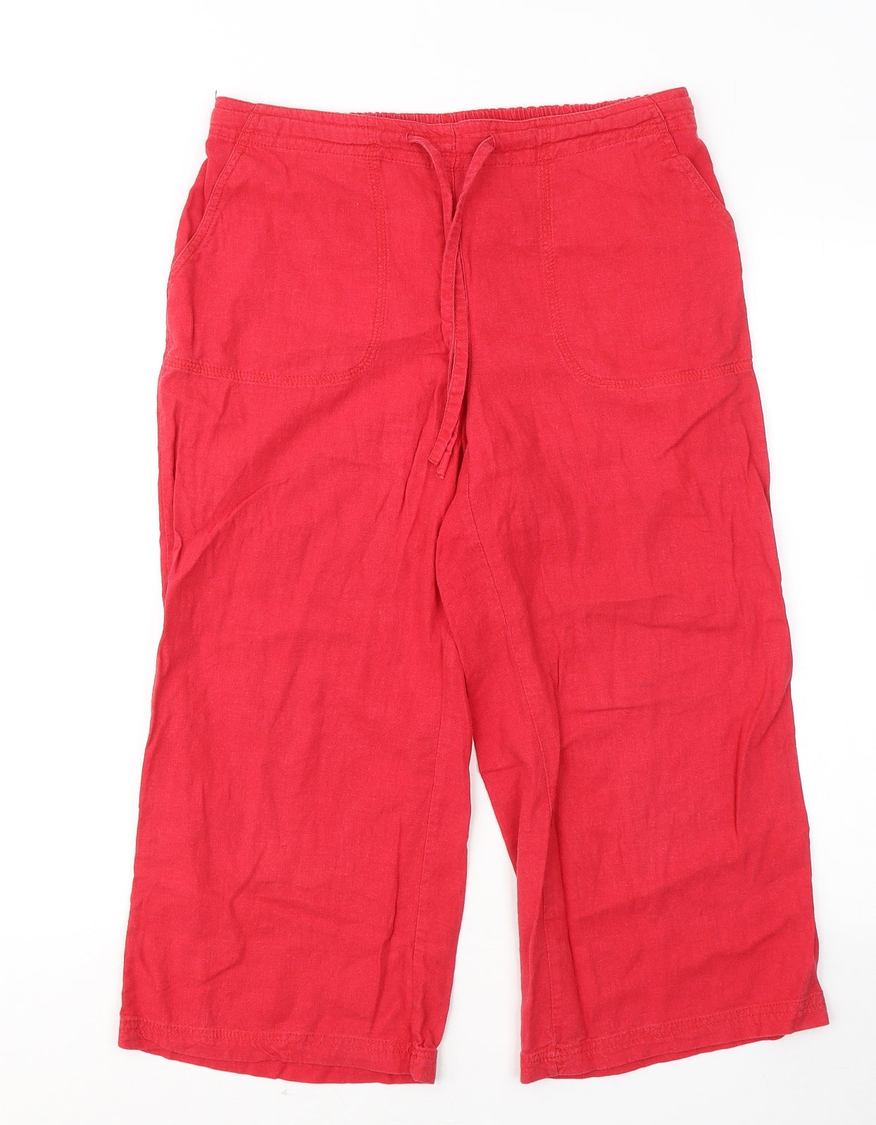 BHS Womens Red Cotton Cropped Trousers Size 12 L20 in Regular