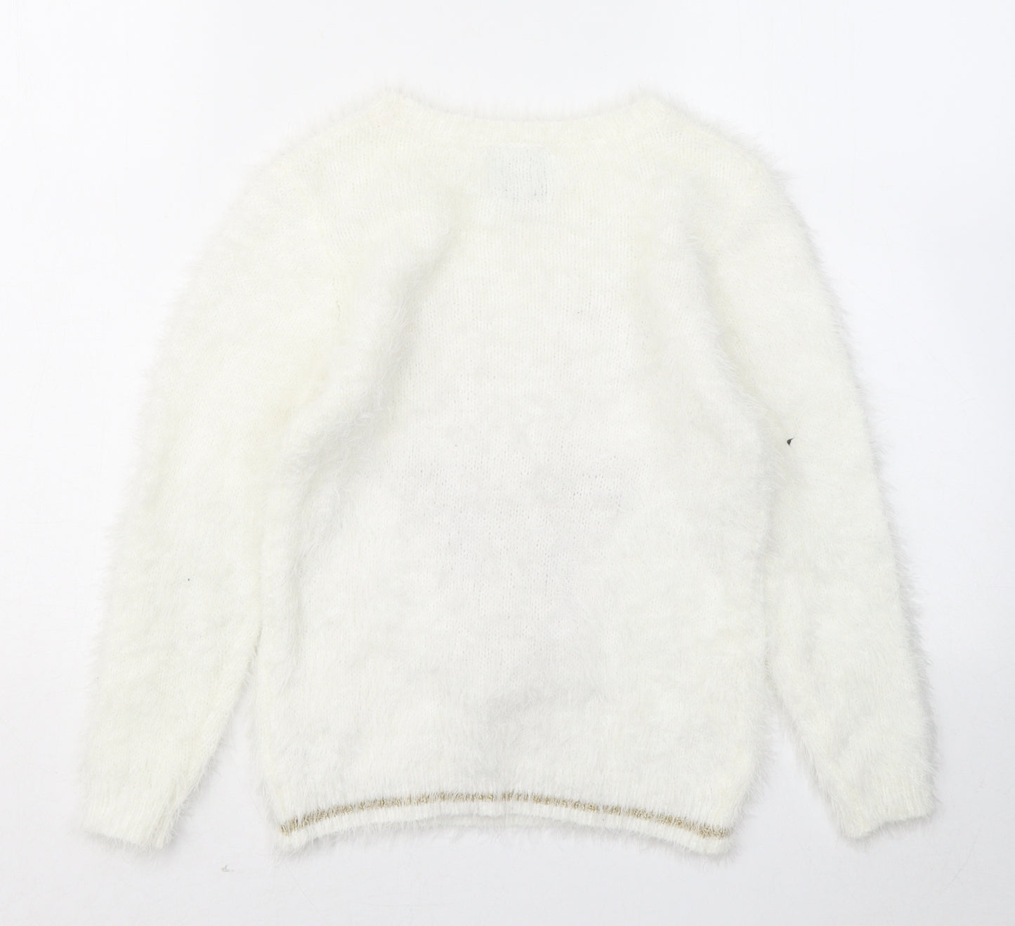 George Girls White Round Neck Polyamide Pullover Jumper Size 8-9 Years - Christmas jumper