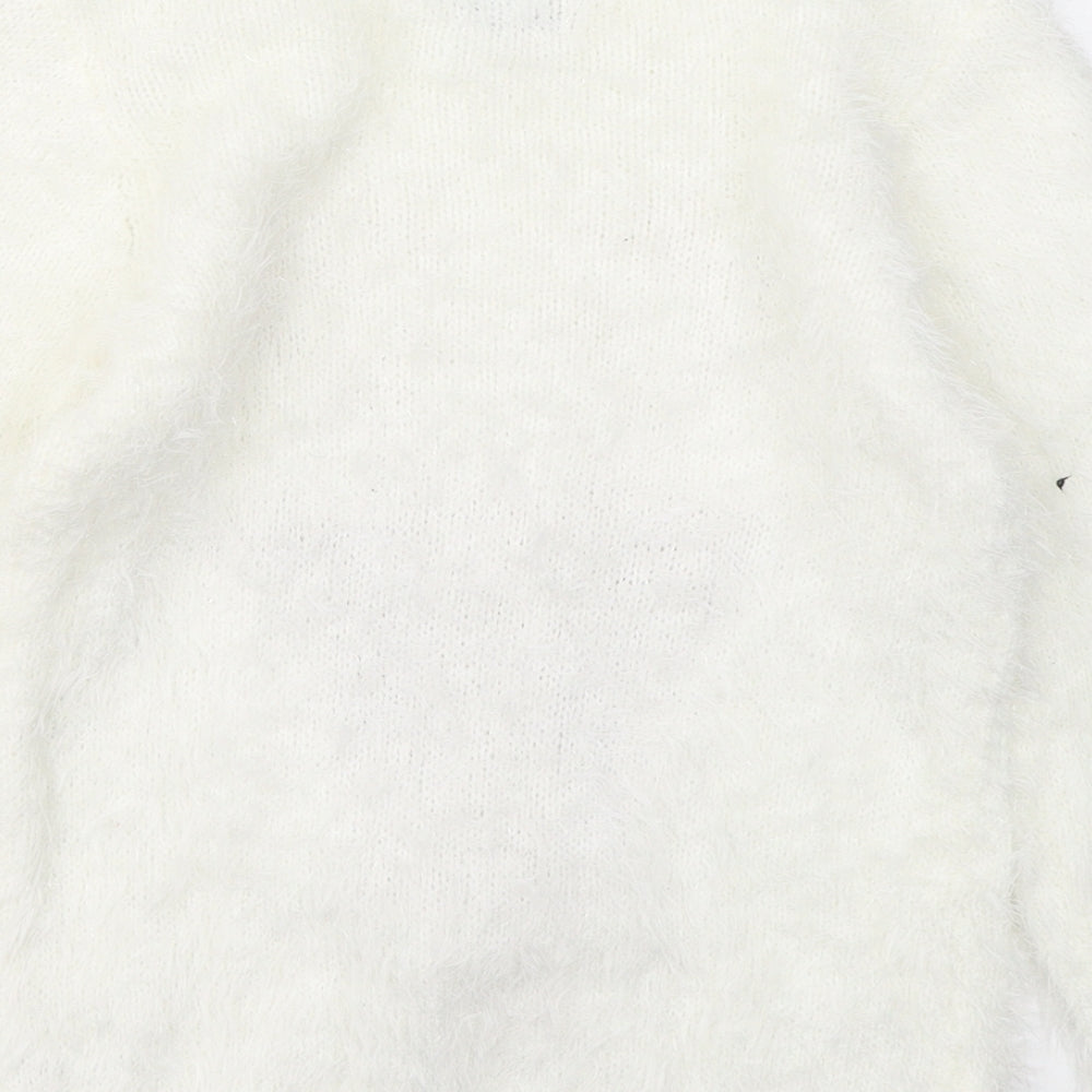George Girls White Round Neck Polyamide Pullover Jumper Size 8-9 Years - Christmas jumper