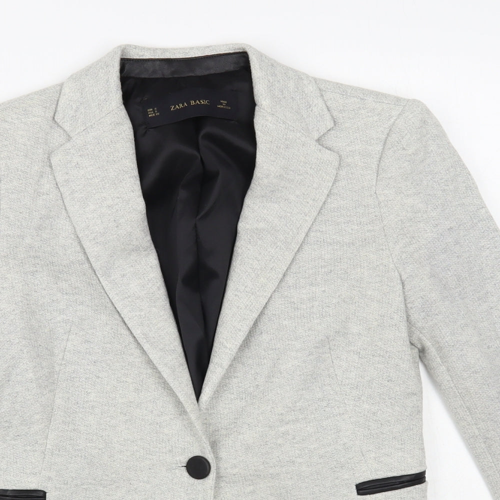 Zara Womens Grey Jacket Blazer Size S Button
