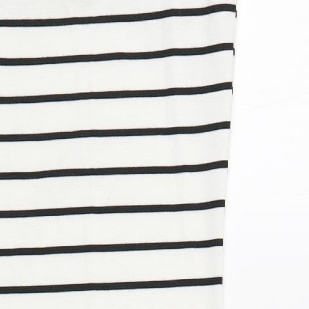 Primark Womens White Striped Polyester Tank Dress Size 8 Square Neck Pullover