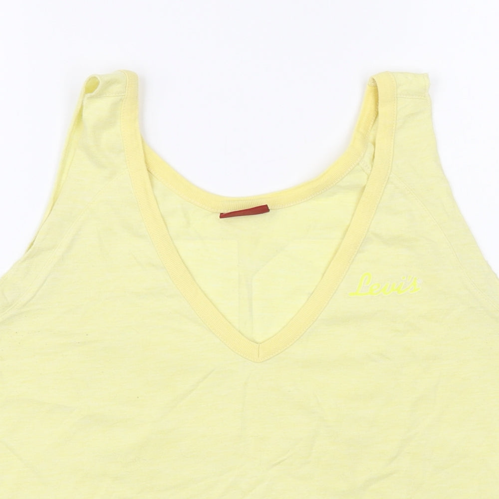 Levi's Womens Yellow Cotton Basic Tank Size M V-Neck