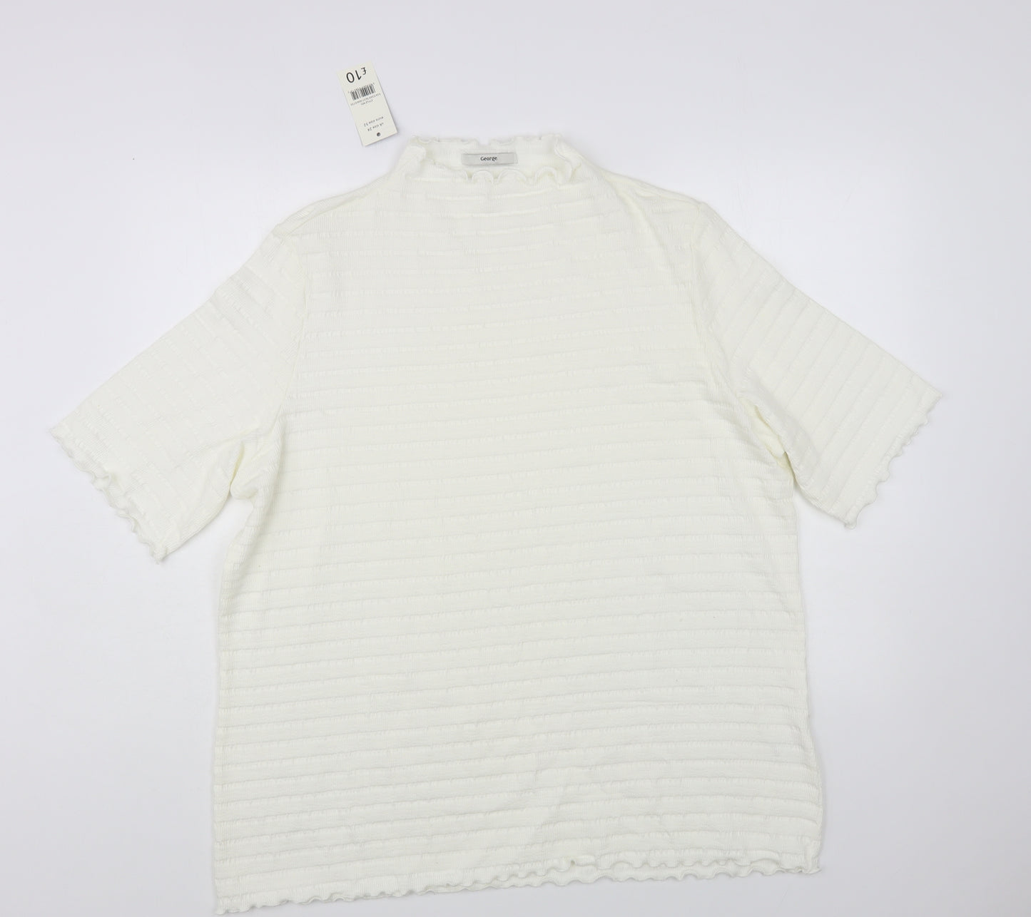 George Womens White Mock Neck Cotton Pullover Jumper Size 24