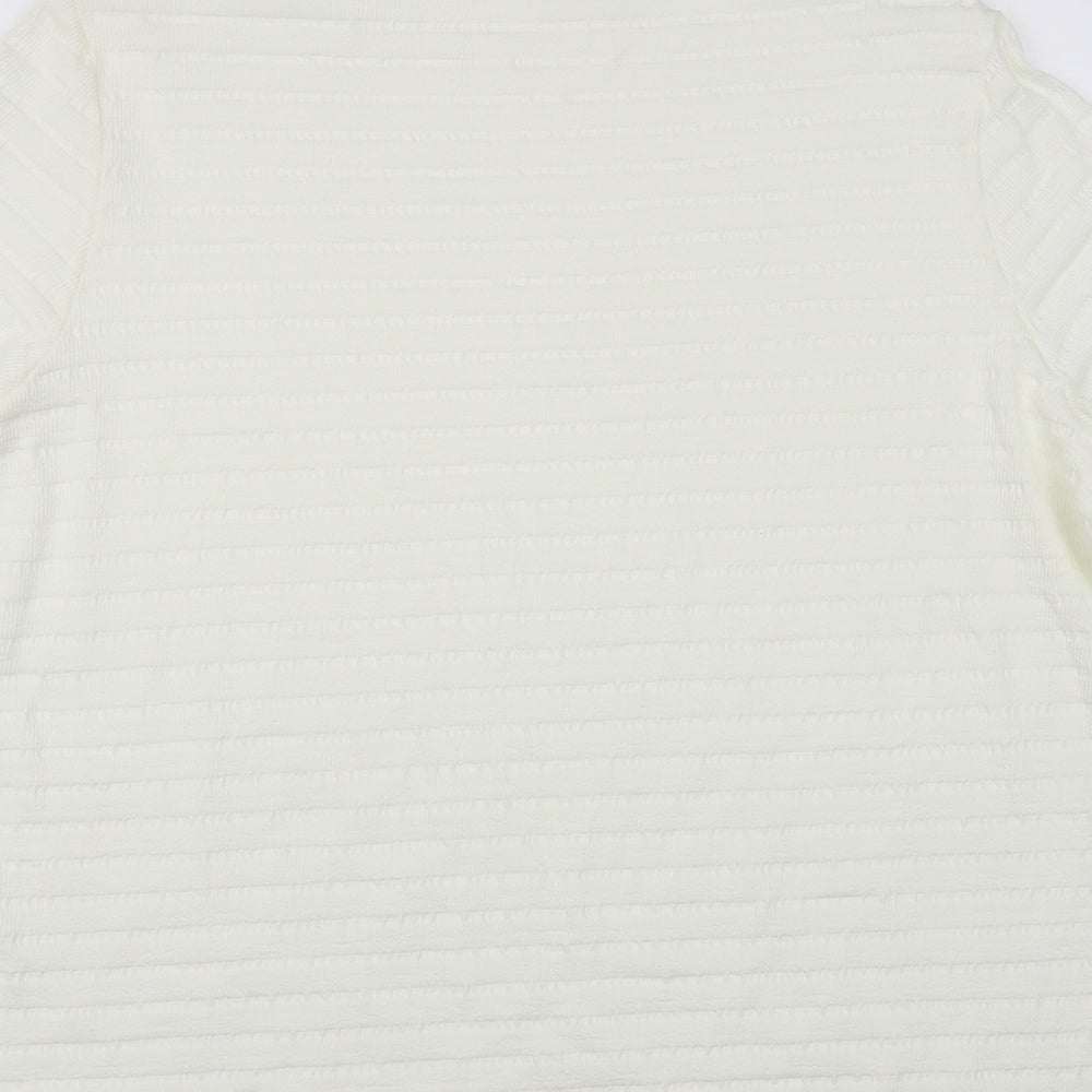 George Womens White Mock Neck Cotton Pullover Jumper Size 24