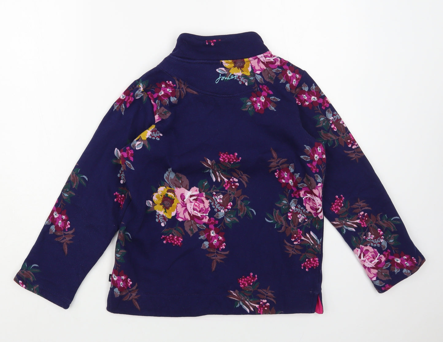 Joules Girls Blue Floral Cotton Pullover Sweatshirt Size 9-10 Years Zip