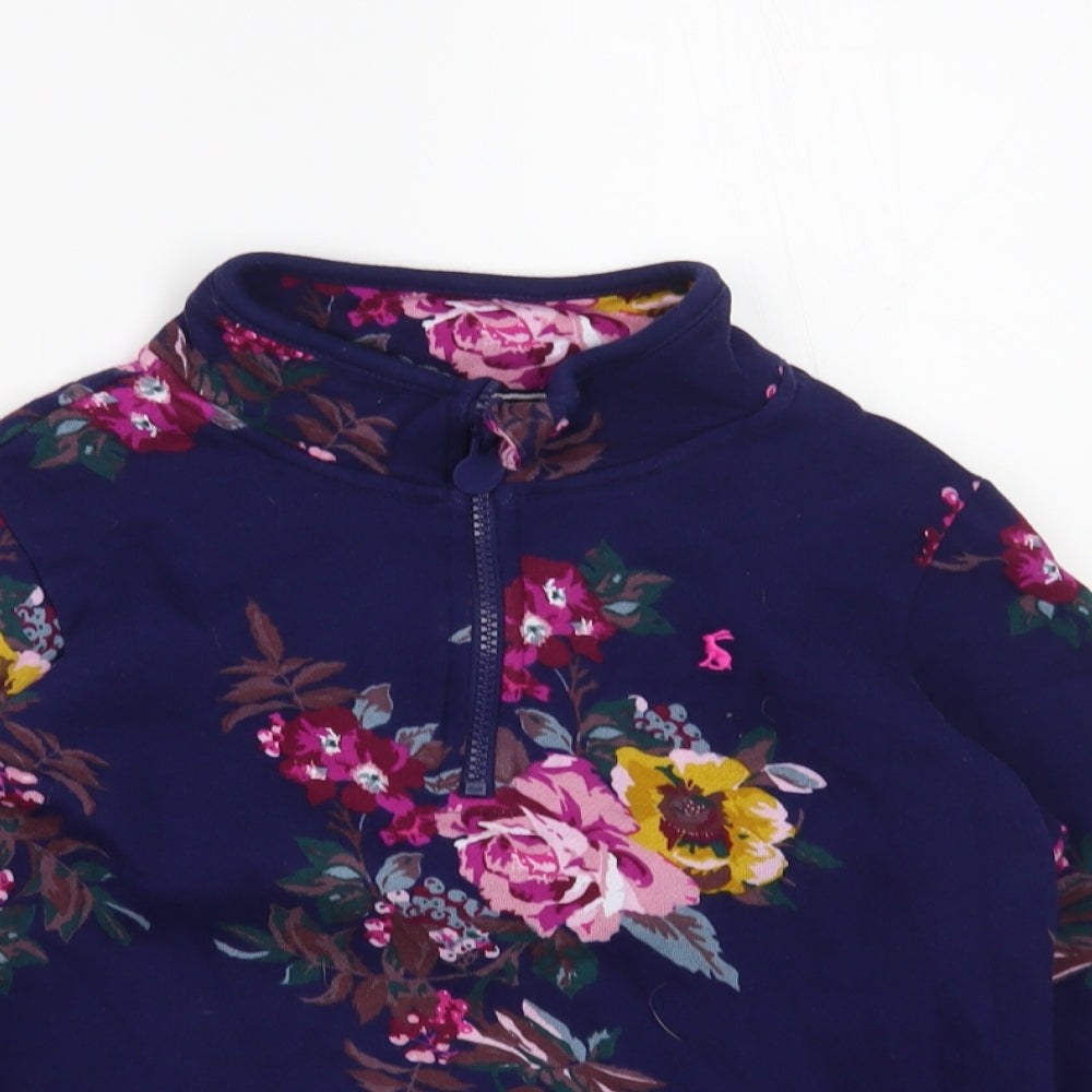 Joules Girls Blue Floral Cotton Pullover Sweatshirt Size 9-10 Years Zip