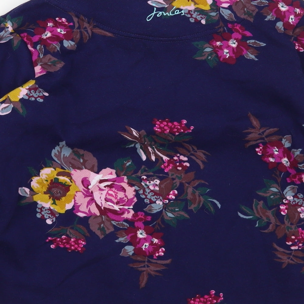 Joules Girls Blue Floral Cotton Pullover Sweatshirt Size 9-10 Years Zip