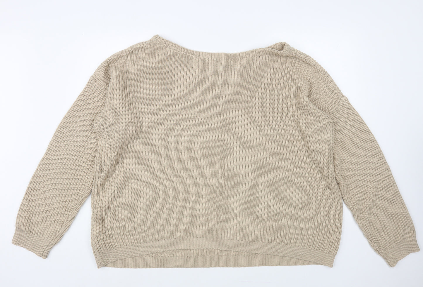 Missguided Womens Beige Boat Neck Acrylic Pullover Jumper Size 18