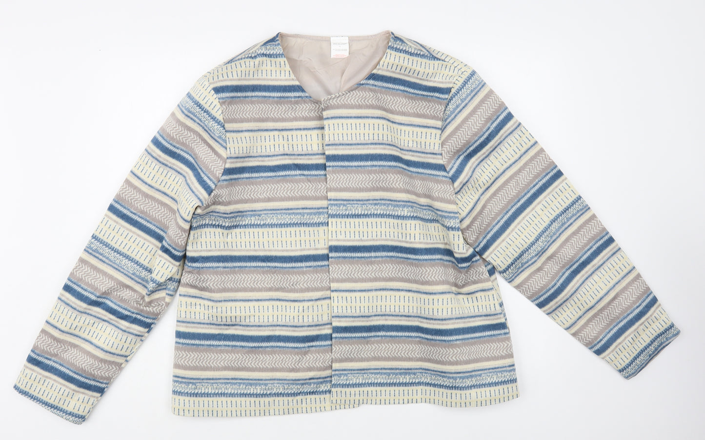 Anne De Lancay Womens Blue Geometric Jacket Blazer Size XL