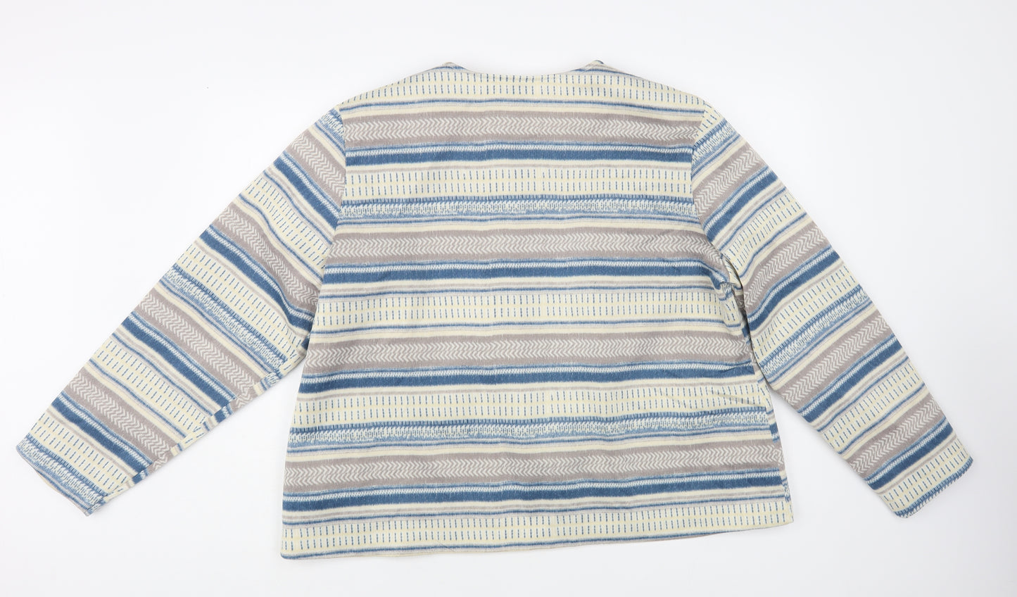 Anne De Lancay Womens Blue Geometric Jacket Blazer Size XL