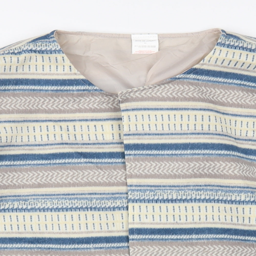 Anne De Lancay Womens Blue Geometric Jacket Blazer Size XL