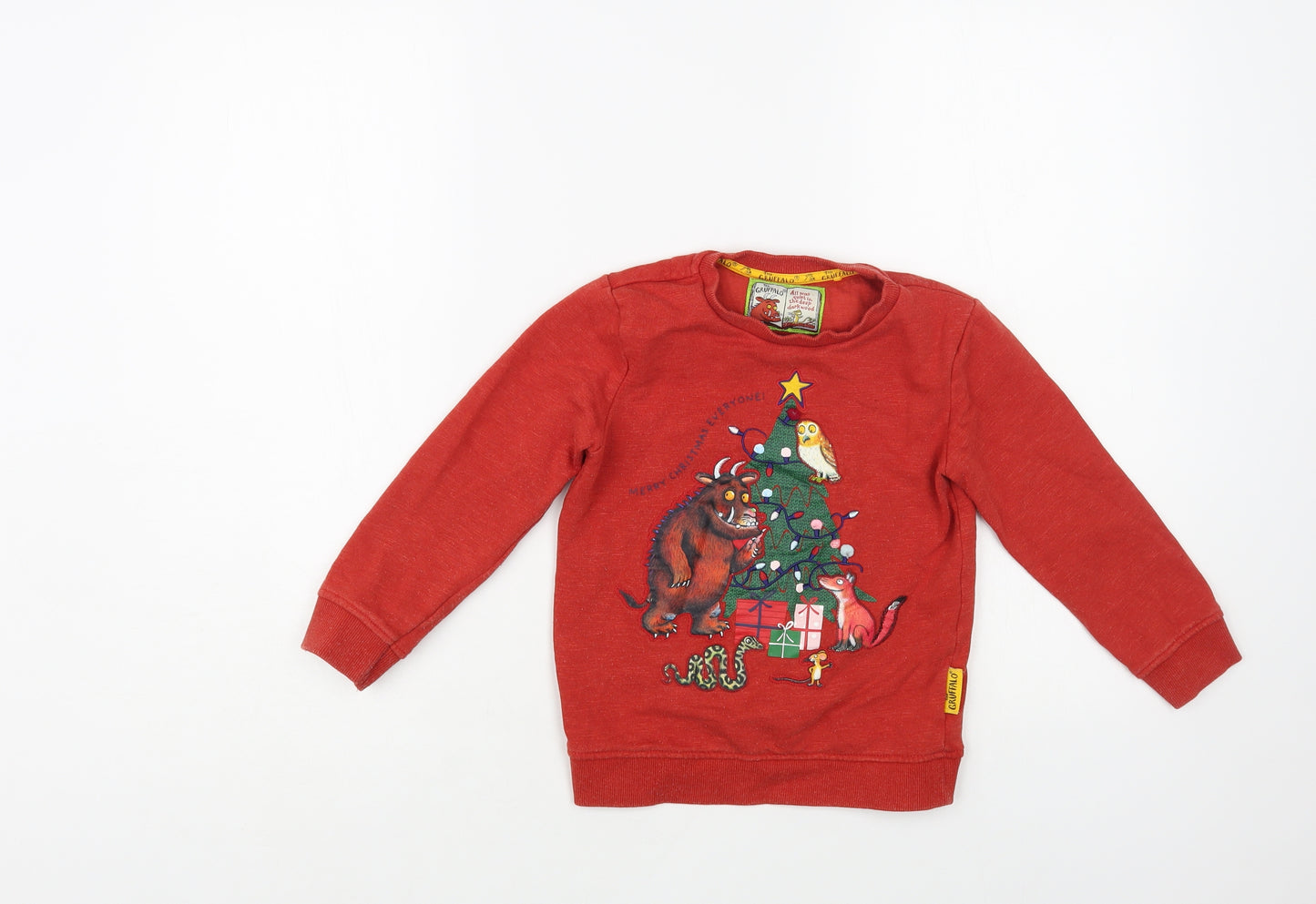TU Boys Red Cotton Pullover Sweatshirt Size 3-4 Years Pullover - Gruffalo Christmas