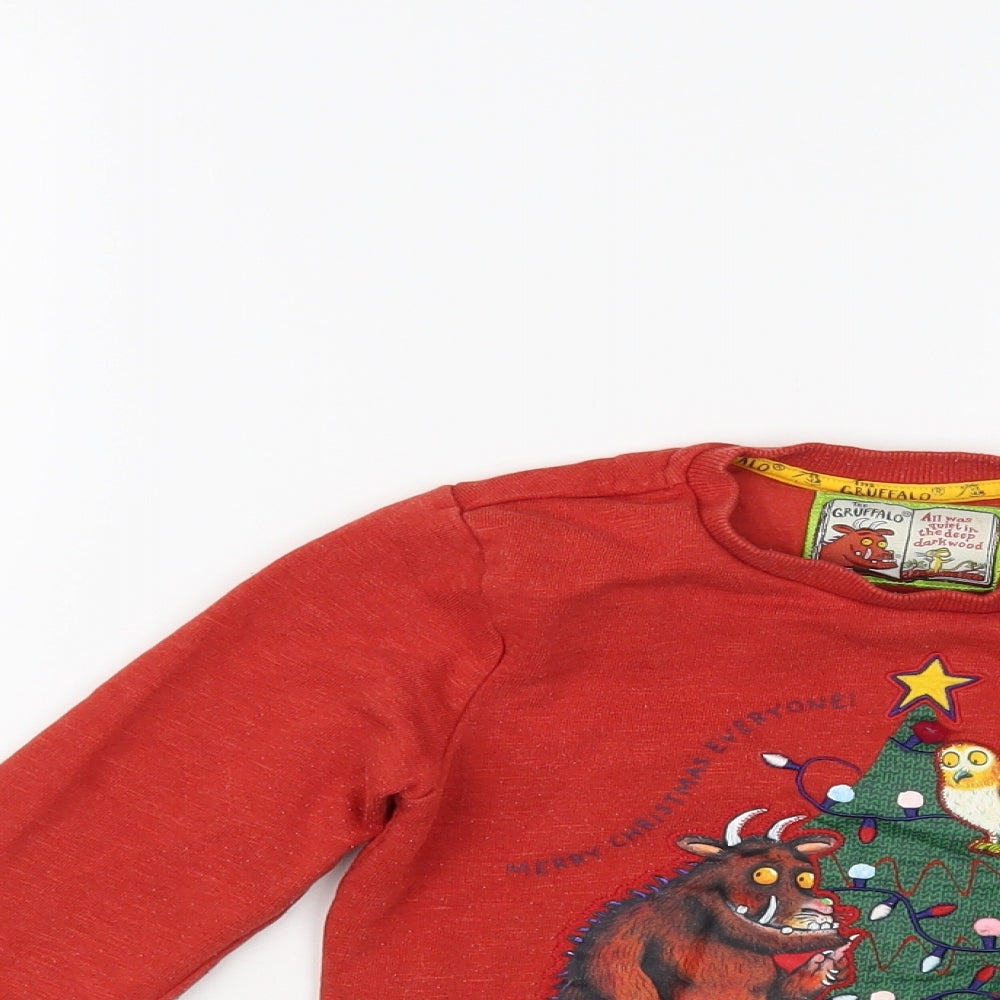 TU Boys Red Cotton Pullover Sweatshirt Size 3-4 Years Pullover - Gruffalo Christmas