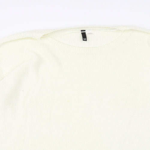 H&M Womens Ivory Boat Neck Acrylic Tunic Jumper Size 14